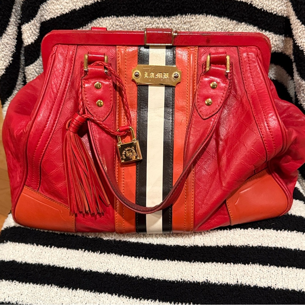 L.A.M.B. Red and Orange Leather Satchel